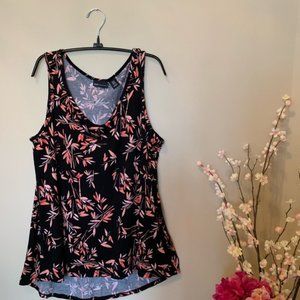 Jones New York Black Coral Floral Print Tank Top